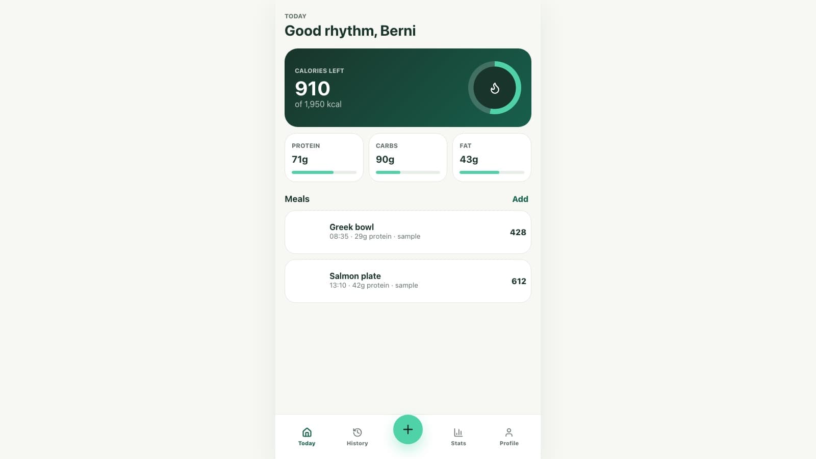 Preview mobilnego dashboardu BerniNutri