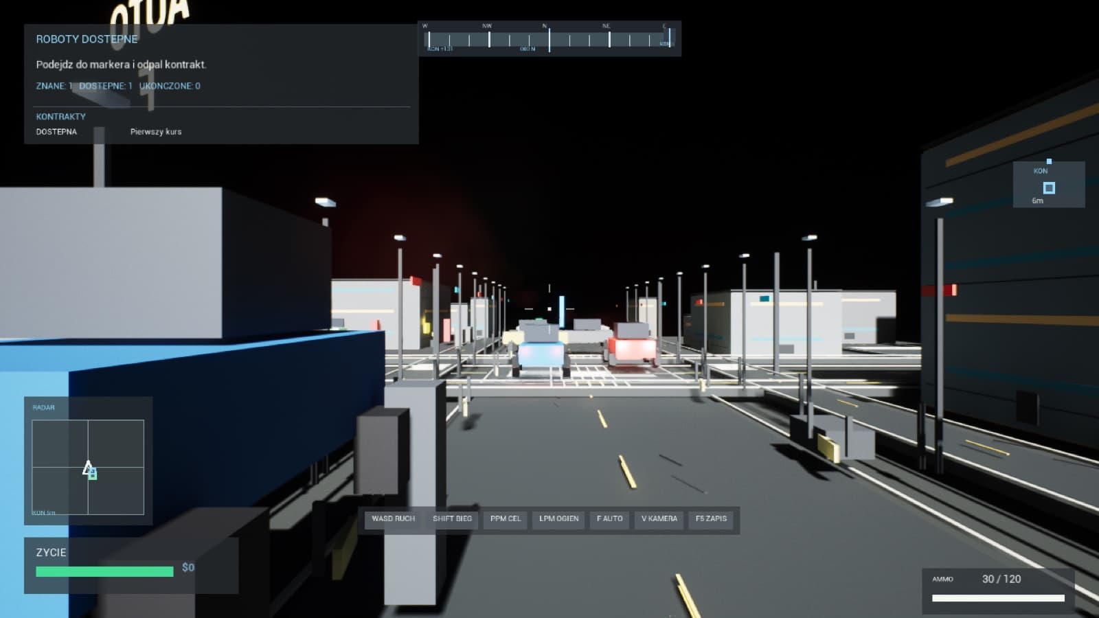 Screenshot HUD z prototypu gameplayu w Unreal Engine
